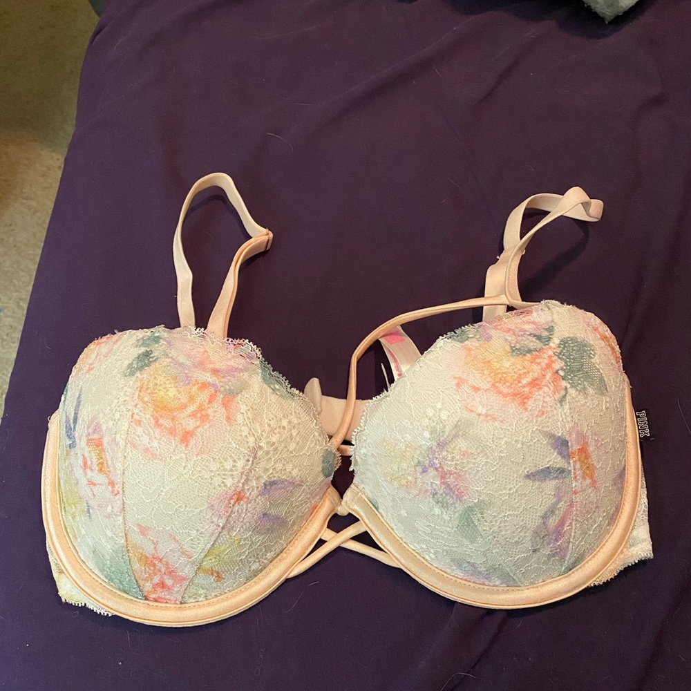 EUC VS Pink Strappy Pastel Date Push-up Bra 32DD